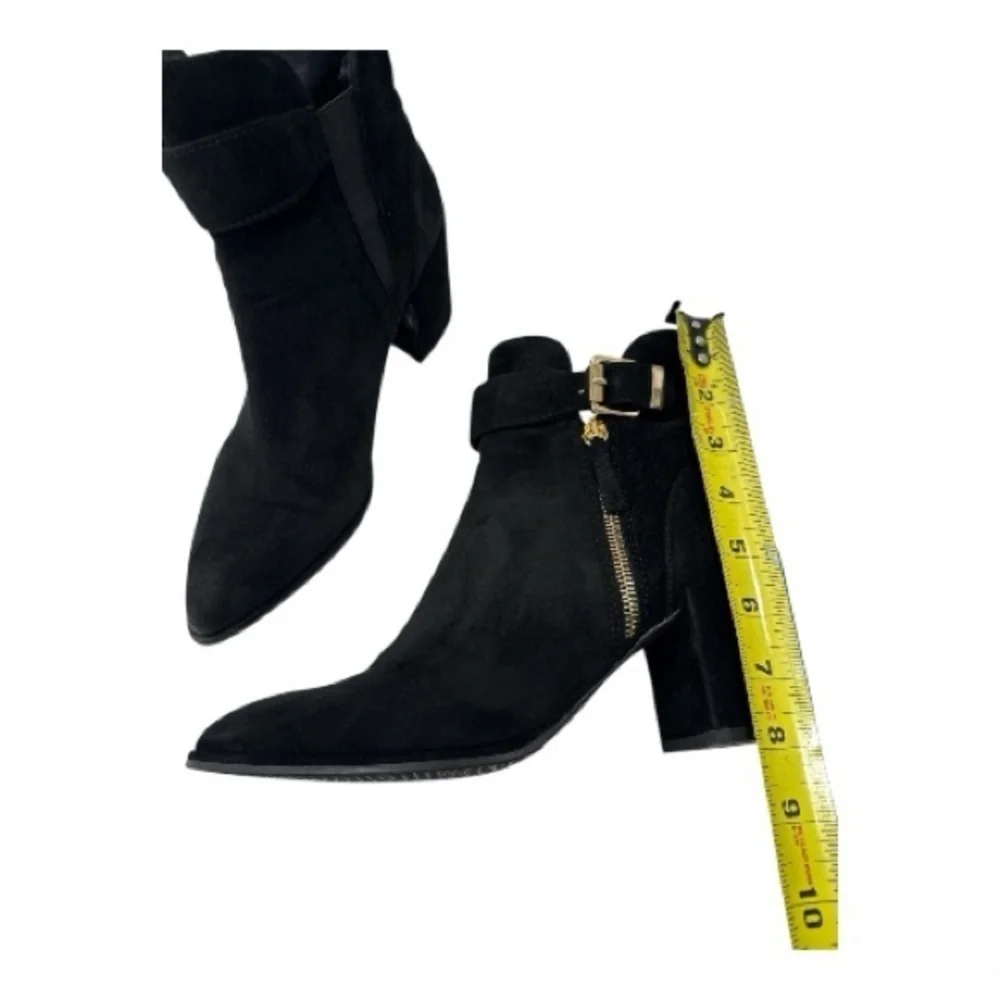 Stuart Weitzman Black Ankle Booties with Gold Zipper